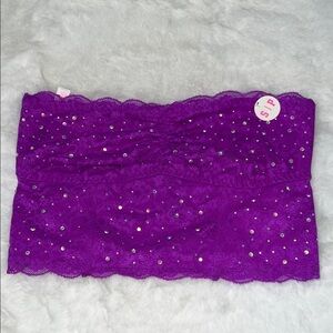 PINK Victoria's Secret Purple lace multicolor rhinestone  Lace Bandeau